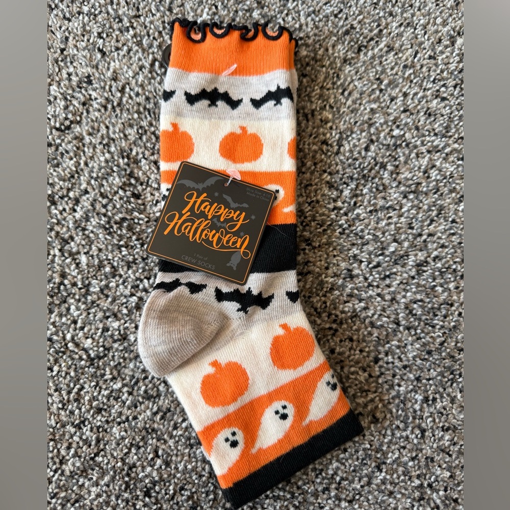 Halloween Themed Socks with Pumpkins and Ghosts